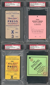 1963-68 World Series Press Pass Collection - Lot of 4 (PSA)